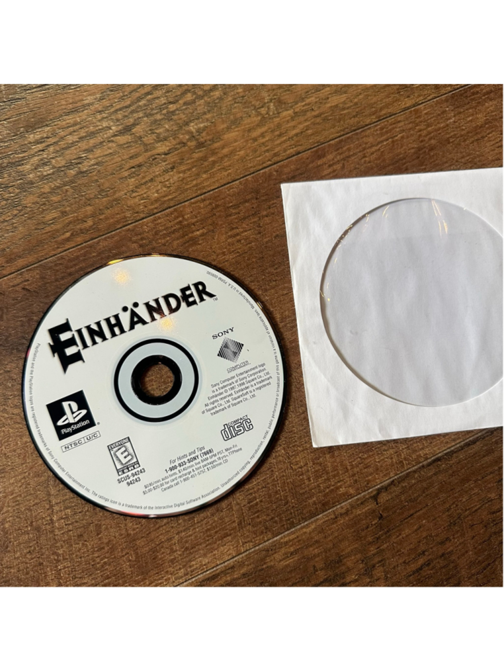 Einhander PS1 1998 Sony PlayStation 1 Rare Retro Shooter Game Disc Only